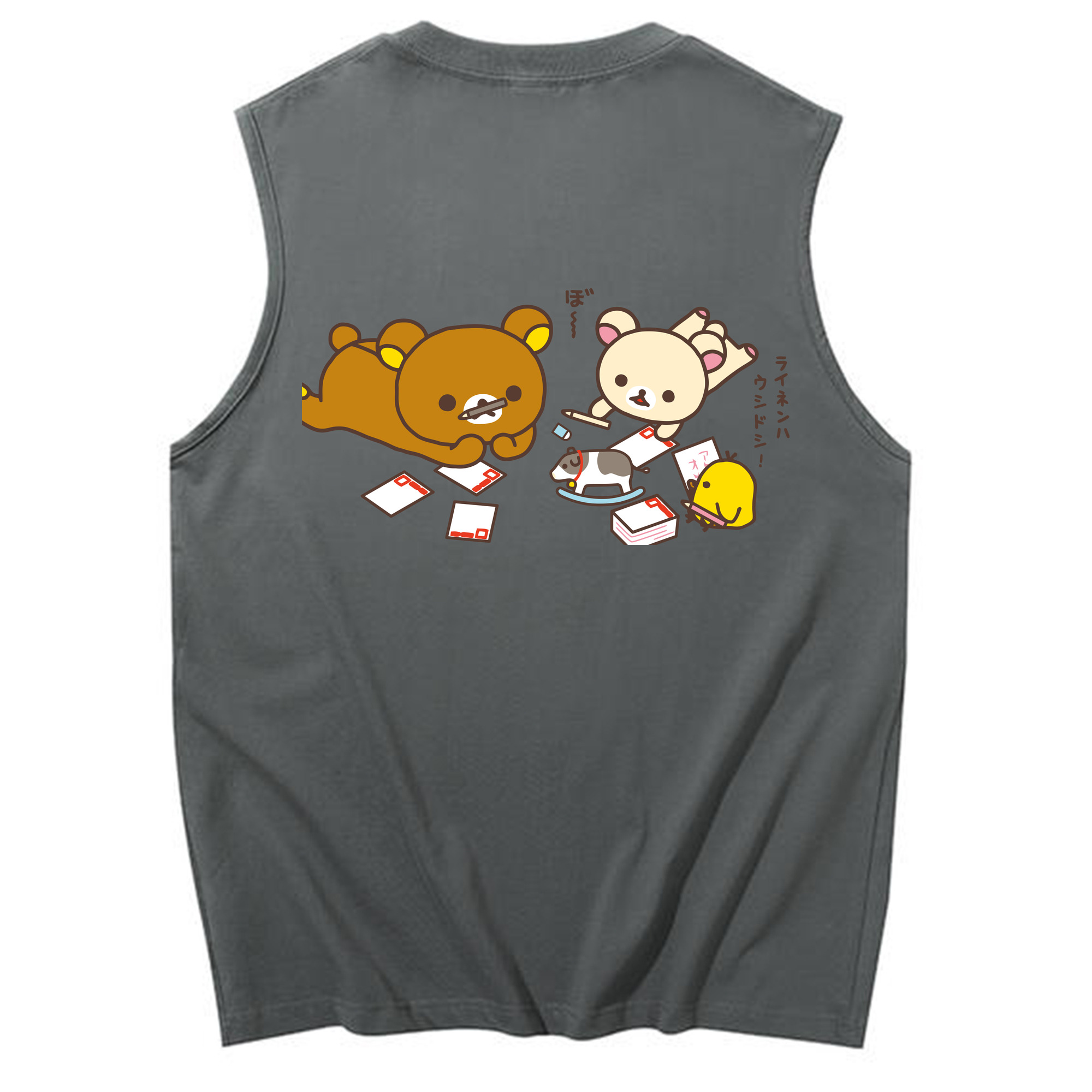 （画像用） リラックマ リラックマ キイロイトリ Rilakkuma Korilakkuma Kiiroitori コットン100％タンクトップ（背面プリント）